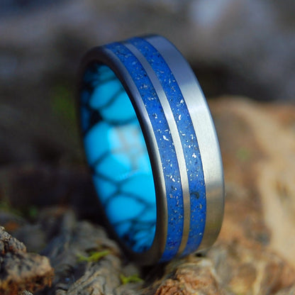 FLY YOUR SKIES | Men's Crushed Cessna Plane Parts, Hawaiian Sand | Titanium Wedding Ring - Minter and Richter Designs
