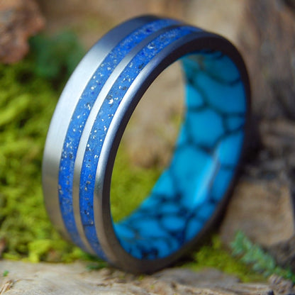 FLY YOUR SKIES | Men's Crushed Cessna Plane Parts, Hawaiian Sand | Titanium Wedding Ring - Minter and Richter Designs