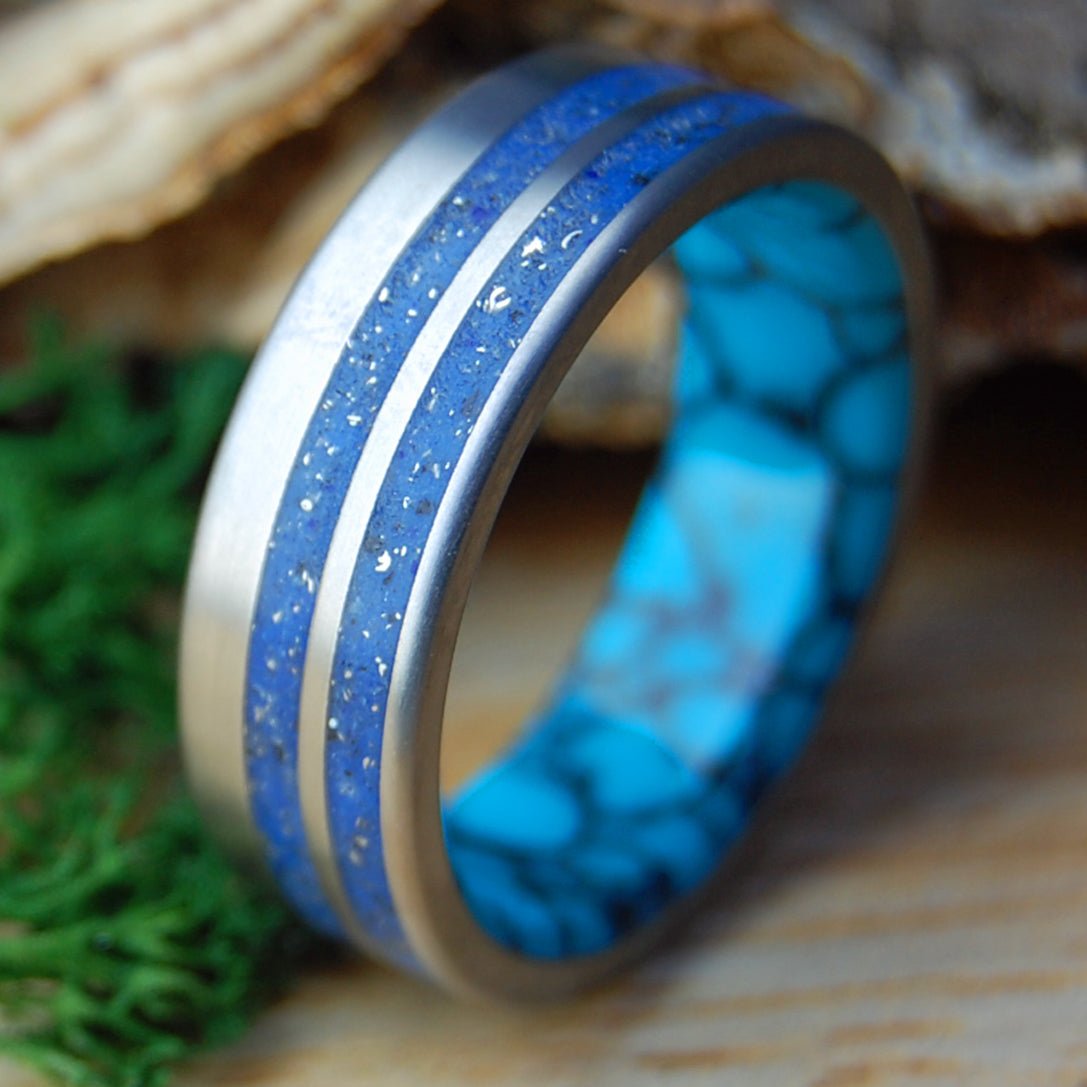 FLY YOUR SKIES | Men's Crushed Cessna Plane Parts, Hawaiian Sand | Titanium Wedding Ring - Minter and Richter Designs