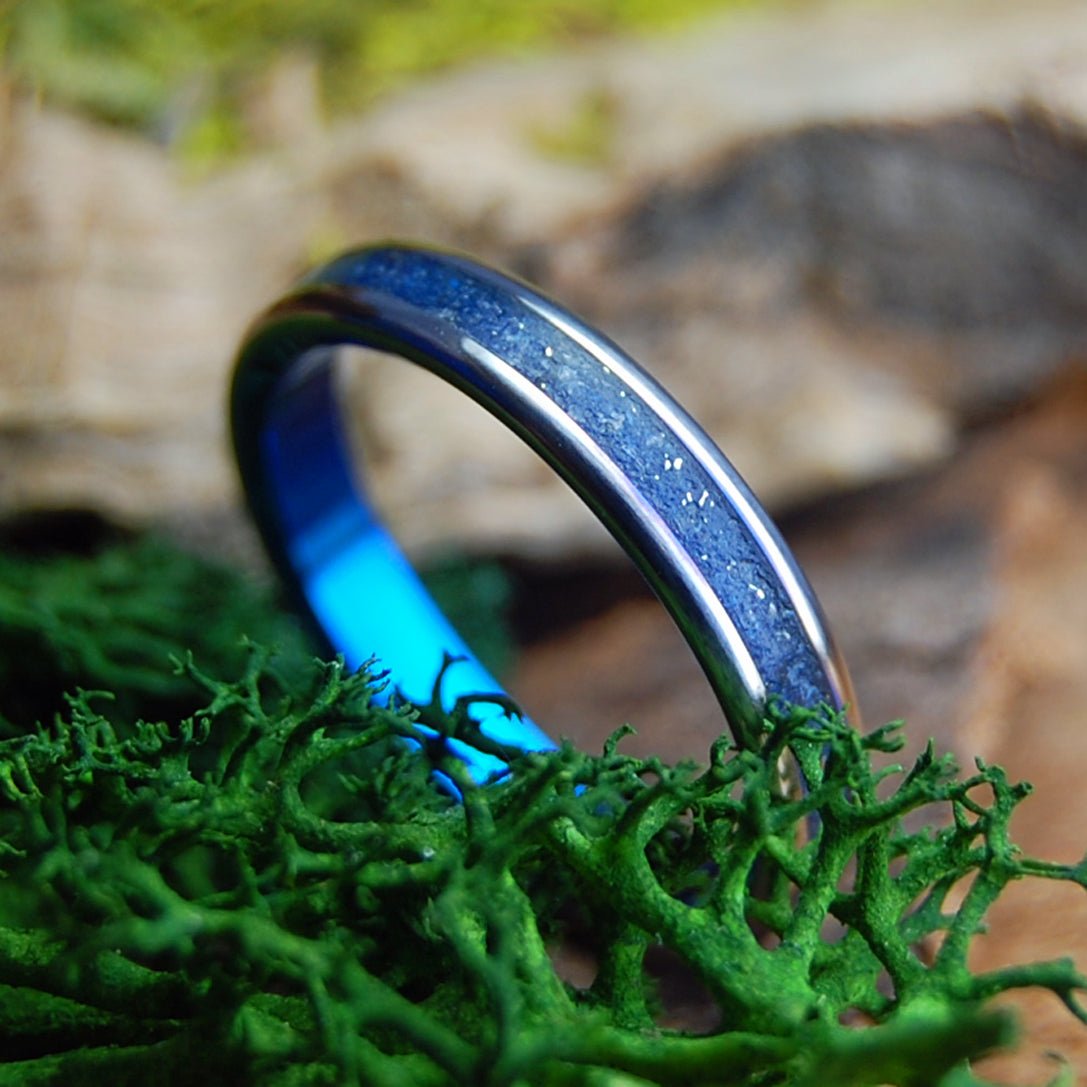 FLY YOUR SKY | Crushed Cessna Plane Parts, Hawaiian Sand | Titanium Wedding Ring - Minter and Richter Designs