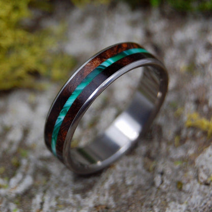Flyer | Men's Green Vintage Resin, Maple Wood & Titanium Wedding Ring - Minter and Richter Designs