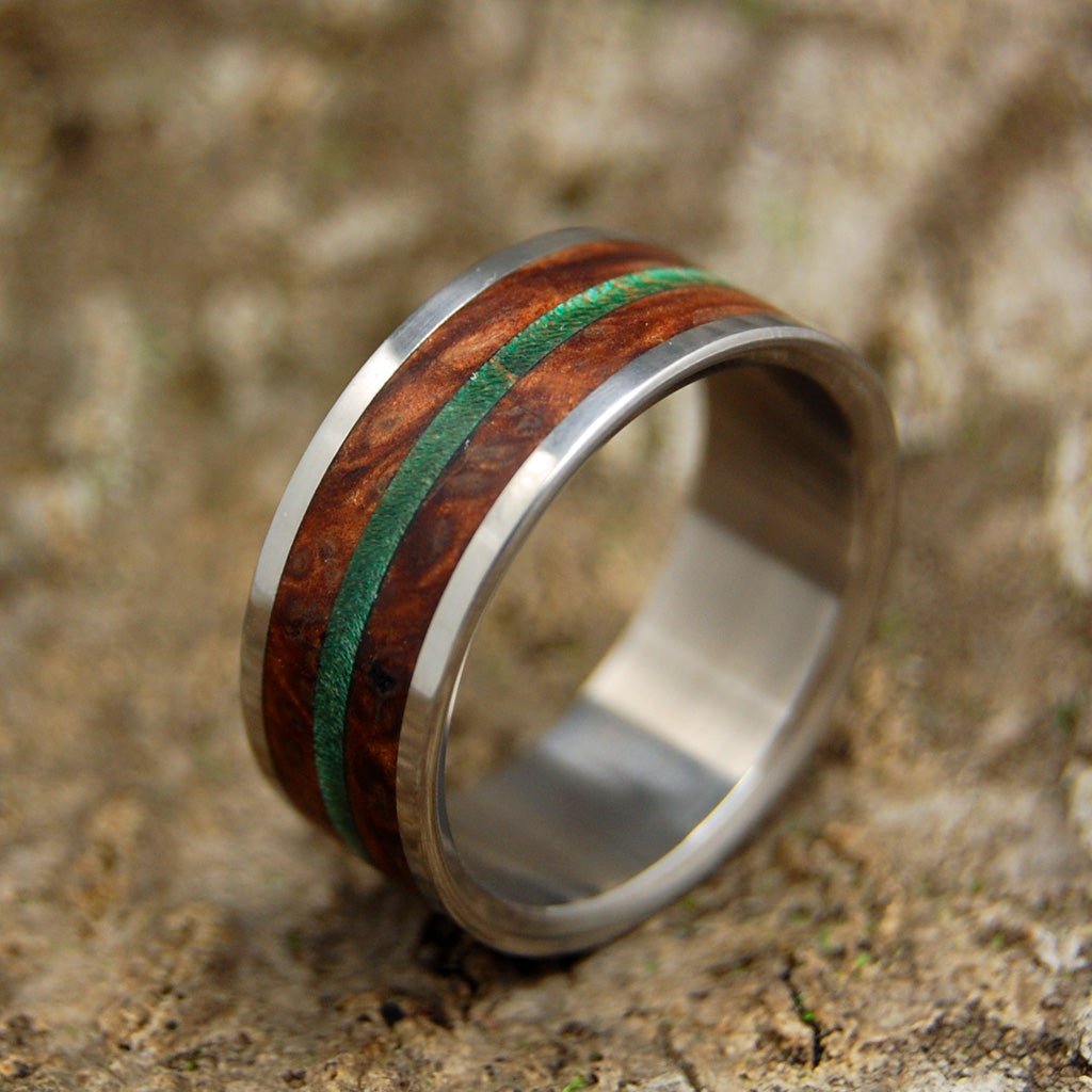 Forest Hills | Men's Green Maple Wood, Red Oak & Titanium Wedding Ring - Minter and Richter Designs