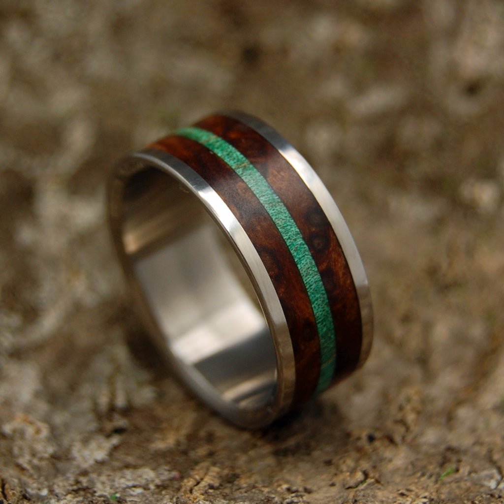 Forest Hills | Men's Green Maple Wood, Red Oak & Titanium Wedding Ring - Minter and Richter Designs