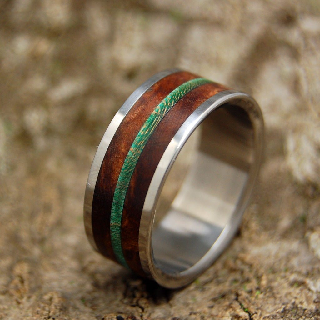 Forest Hills | Men's Green Maple Wood, Red Oak & Titanium Wedding Ring - Minter and Richter Designs