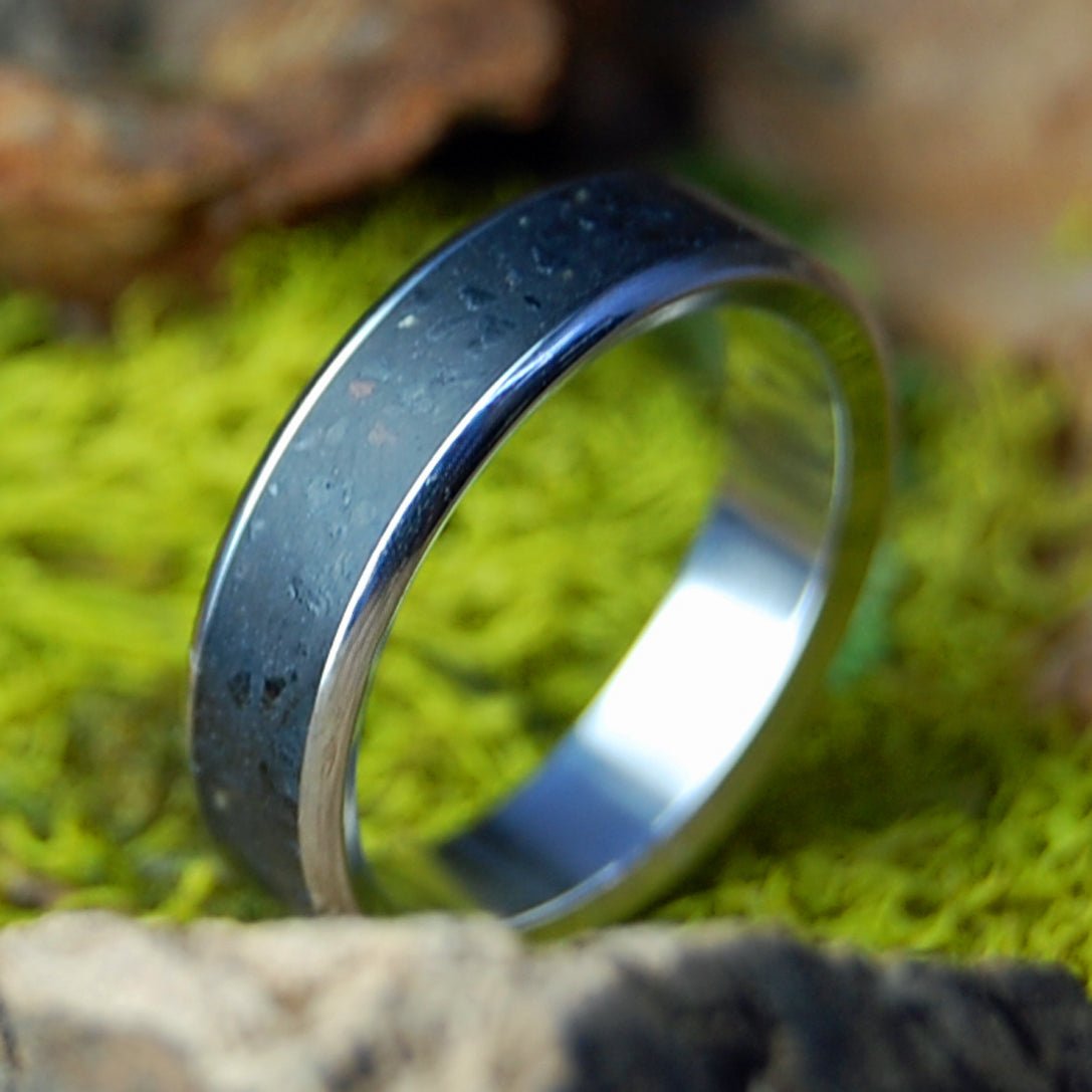 From Vik to Dingle Inox | Icelandic Vik Beach Lava/Sand & Dingle, Ireland & Inox Wedding Ring - Minter and Richter Designs