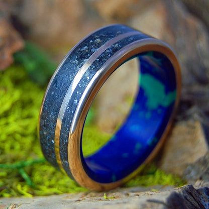 GALAXY WITHIN | Men's Meteorite, Lava, Azurite Malachite & Titanium Wedding Ring - Minter and Richter Designs
