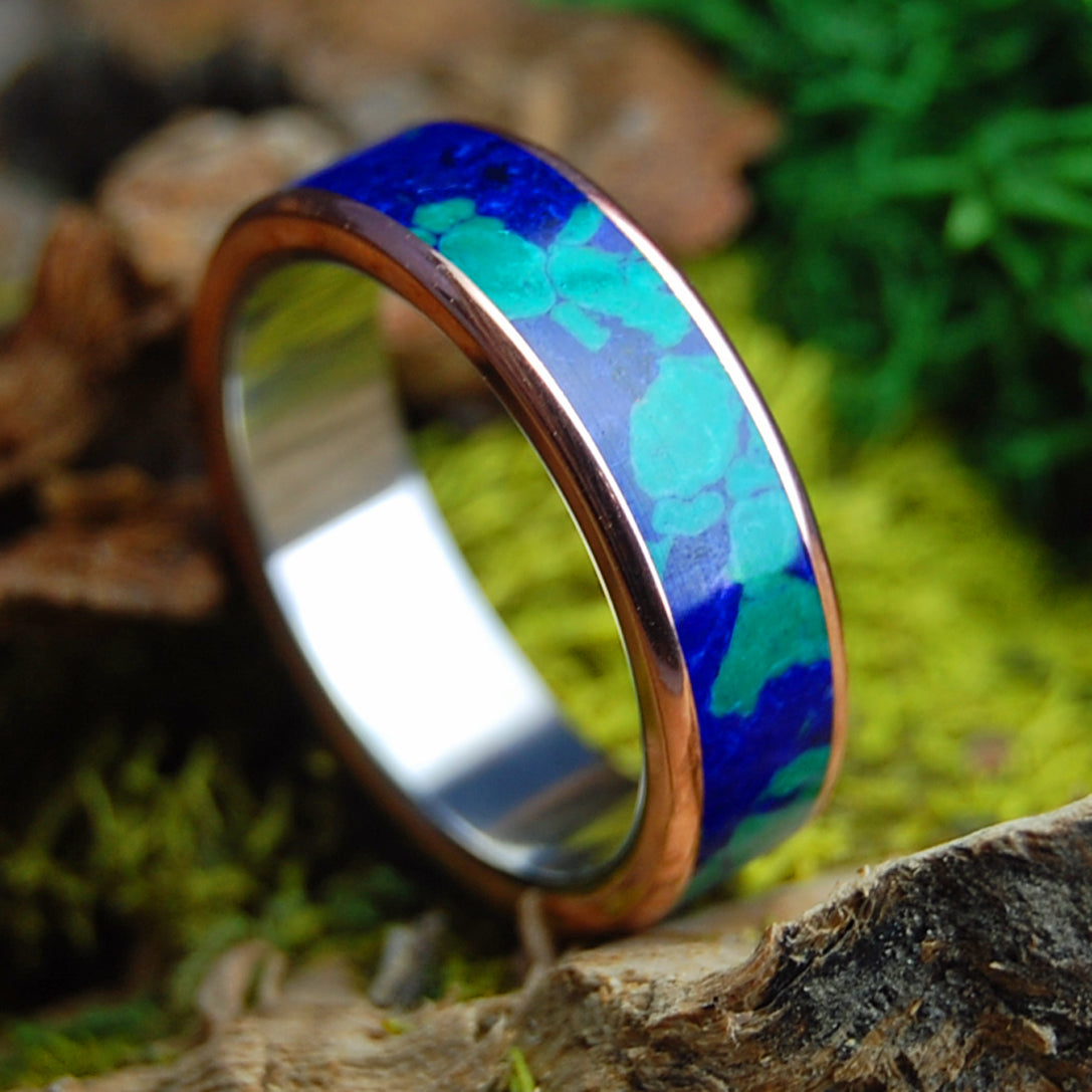 GALAXY OF HIS HEART | Men's Azurite Malachite & Copper Wedding Ring