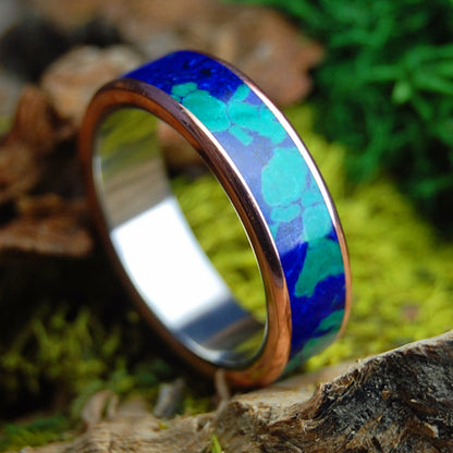 GALAXY OF HIS HEART | Men's Azurite Malachite & Copper Wedding Ring