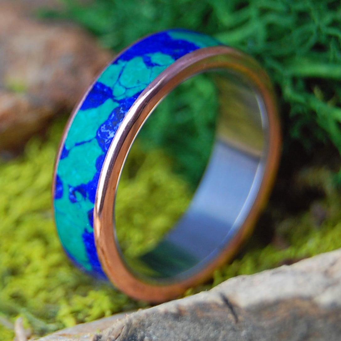 GALAXY OF HIS HEART | Men's Azurite Malachite & Copper Wedding Ring