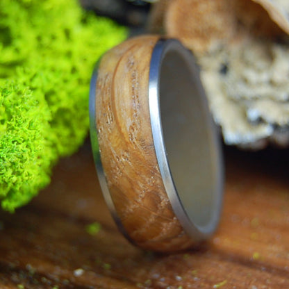 GIN BARREL | Men's Gin barrel Wood & Titanium Wedding Ring - Minter and Richter Designs