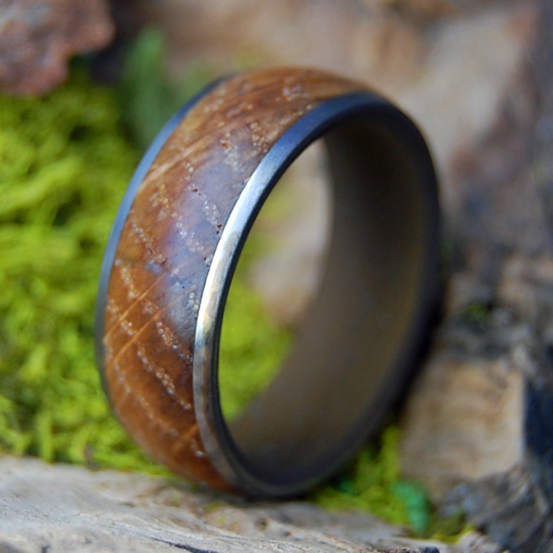 GIN BARREL | Men's Gin barrel Wood & Titanium Wedding Ring - Minter and Richter Designs