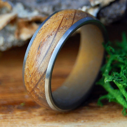 GIN BARREL | Men's Gin barrel Wood & Titanium Wedding Ring - Minter and Richter Designs