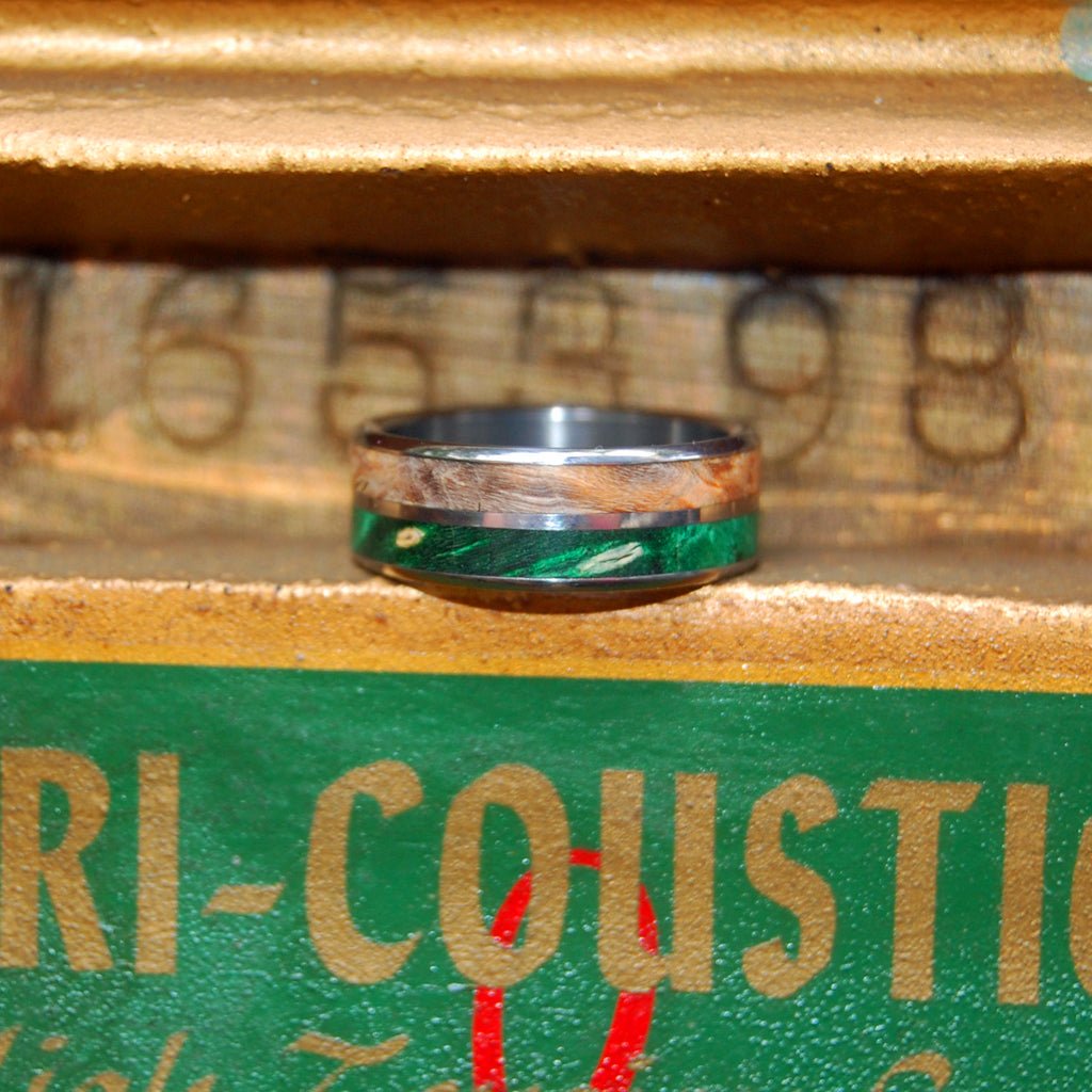 Giving Tree | Men's Green Box Elder Wood, Light Maple & Titanium Wedding Ring - Minter and Richter Designs