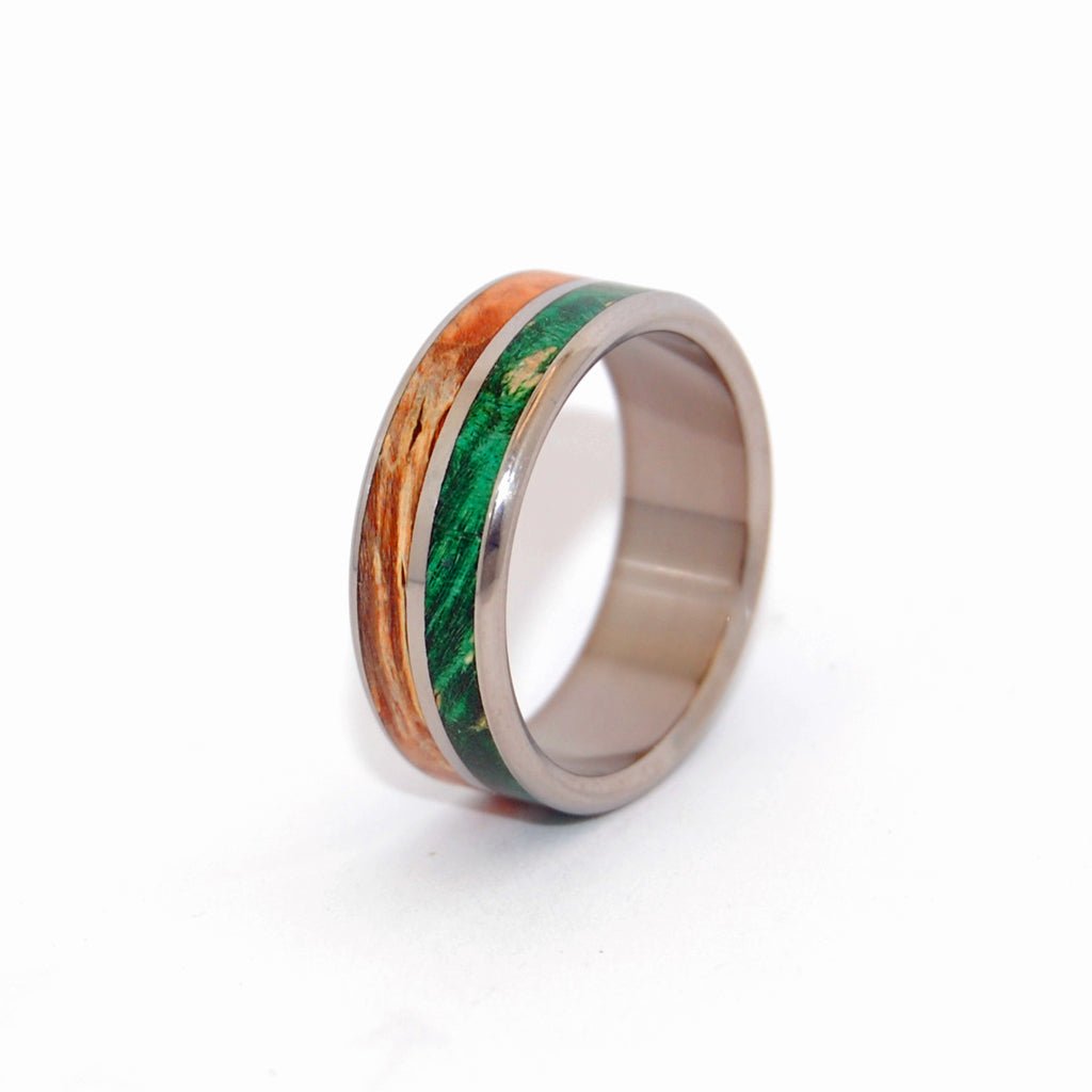 Giving Tree | Men's Green Box Elder Wood, Light Maple & Titanium Wedding Ring - Minter and Richter Designs