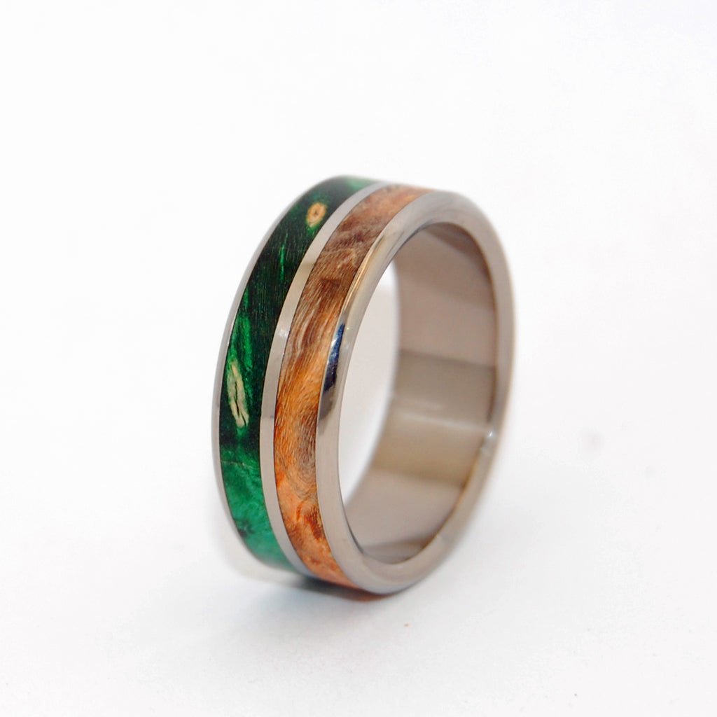 Giving Tree | Men's Green Box Elder Wood, Light Maple & Titanium Wedding Ring - Minter and Richter Designs