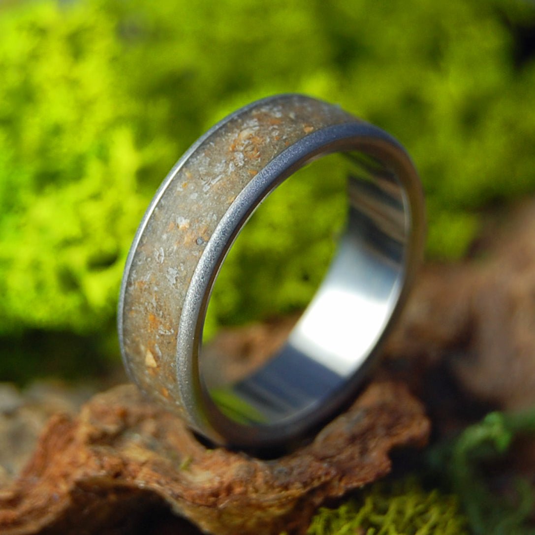 Glacier National Park Blasted | Men's Crushed Rock & Titanium Wedding Ring - Minter and Richter Designs