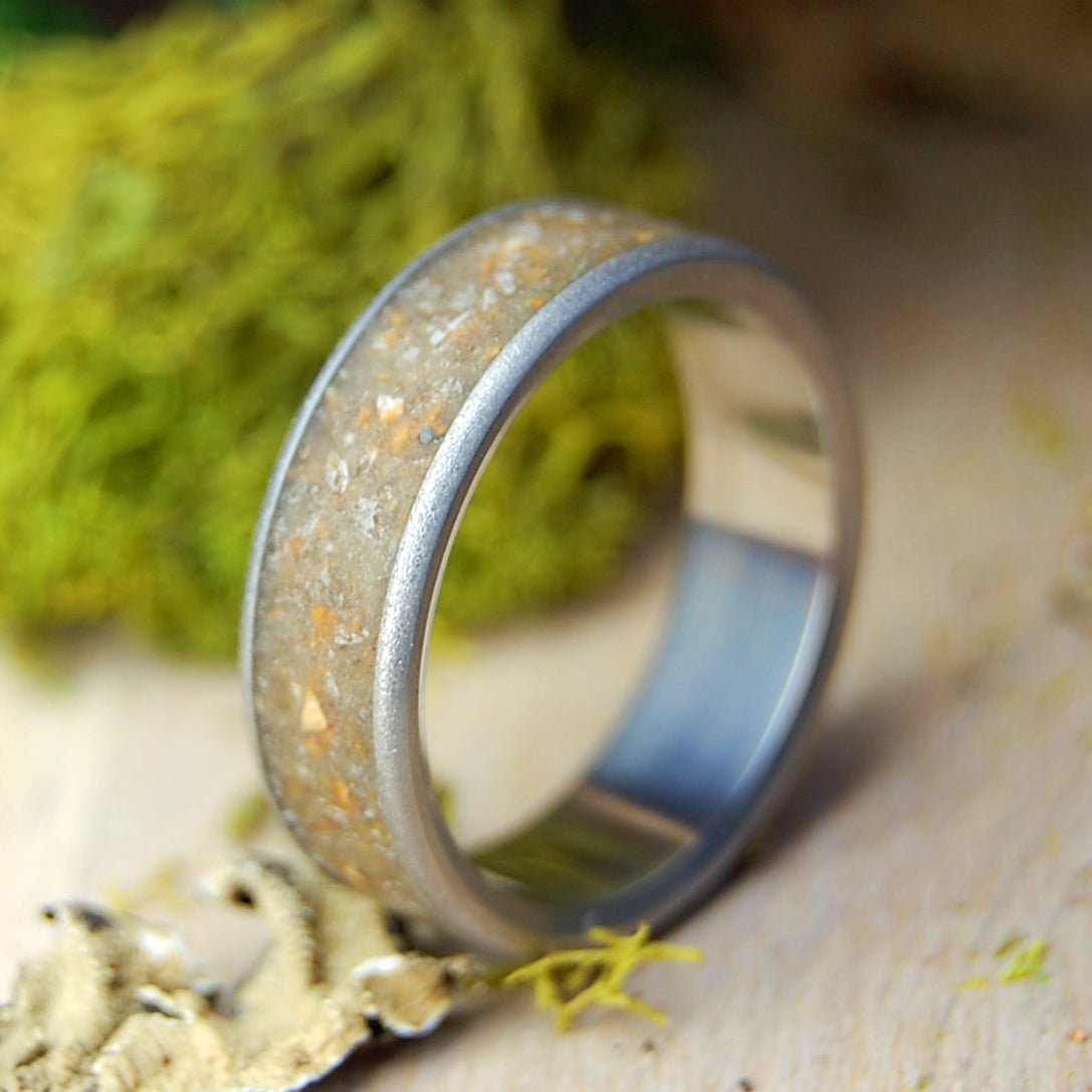 Glacier National Park Blasted | Men's Crushed Rock & Titanium Wedding Ring - Minter and Richter Designs
