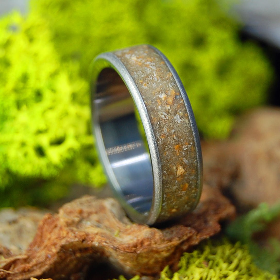 Glacier National Park Blasted | Men's Crushed Rock & Titanium Wedding Ring - Minter and Richter Designs