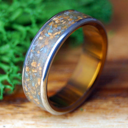 GLACIER NATIONAL PARK | Men's Crushed Rock & Titanium Wedding Ring - Minter and Richter Designs