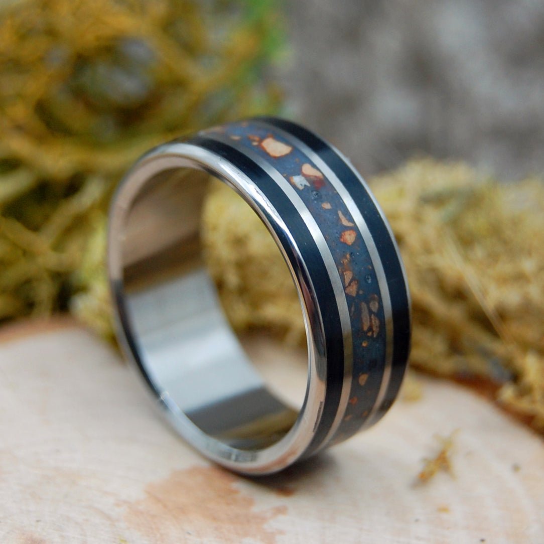 Go Sox! | Men's Red Sox Dirt, Black Onyx & Titanium Wedding Ring - Minter and Richter Designs