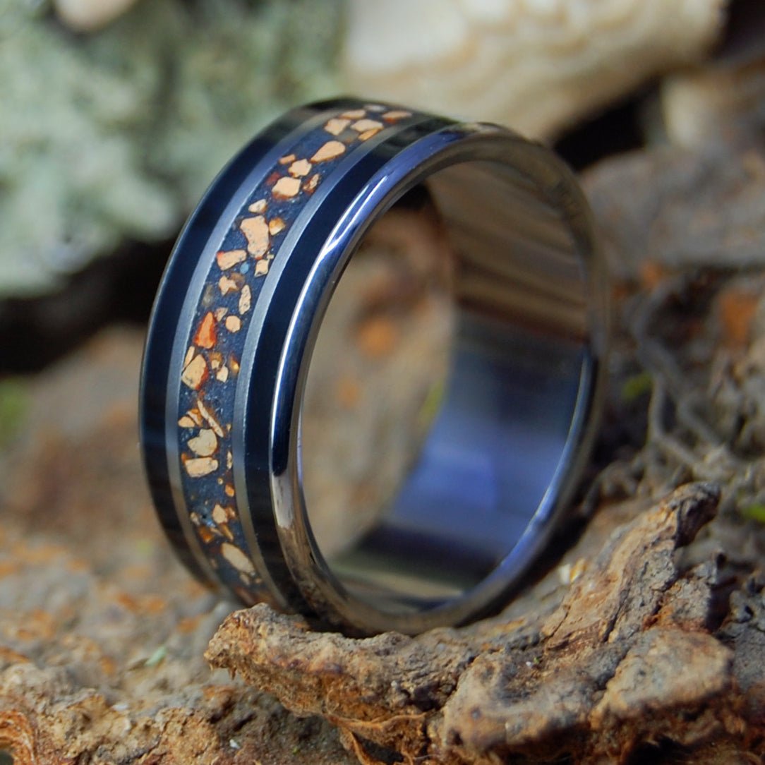 Go Sox! | Men's Red Sox Dirt, Black Onyx & Titanium Wedding Ring - Minter and Richter Designs