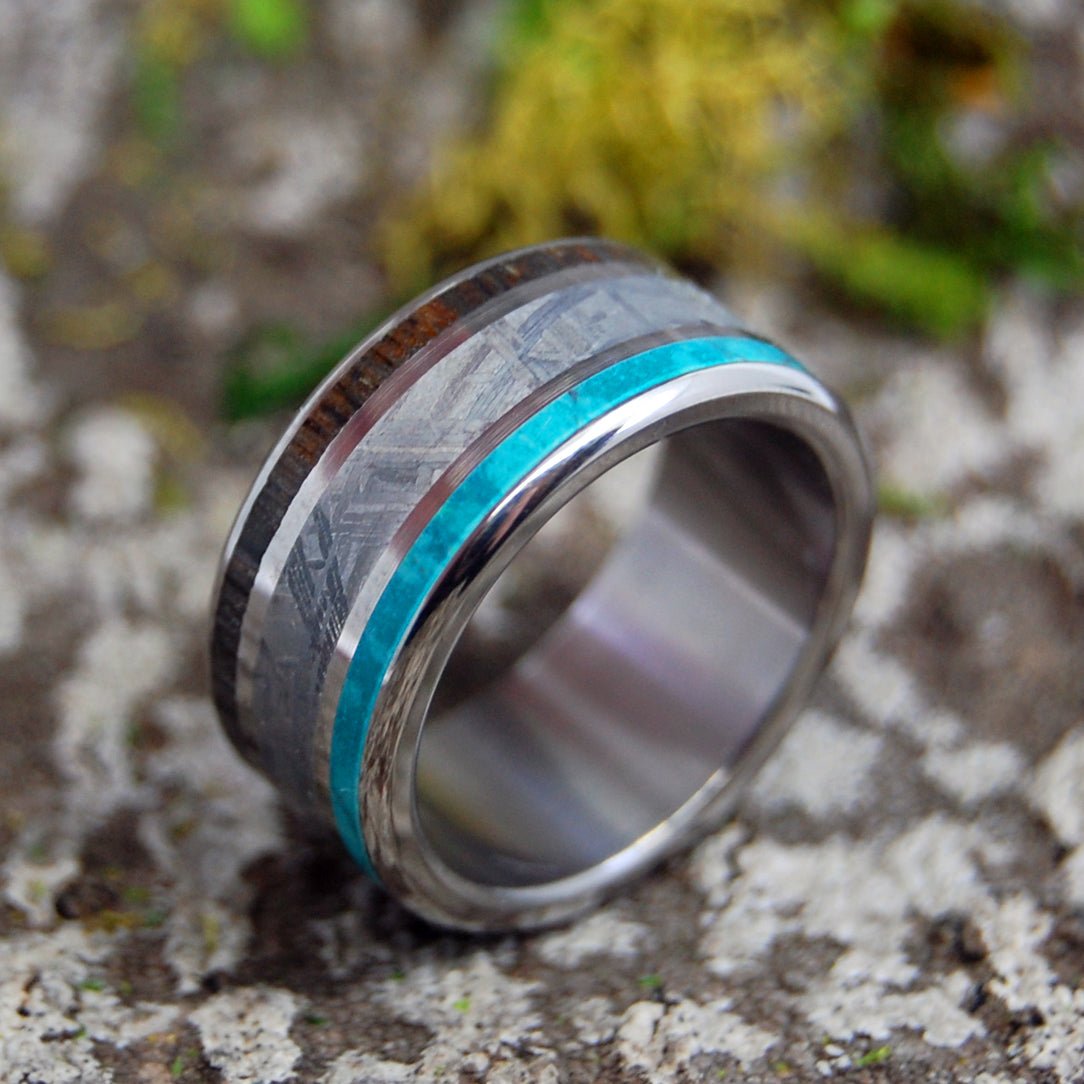 Going Forward Gone | Men's Meteorite, Wood & Titanium Wedding Ring - Minter and Richter Designs