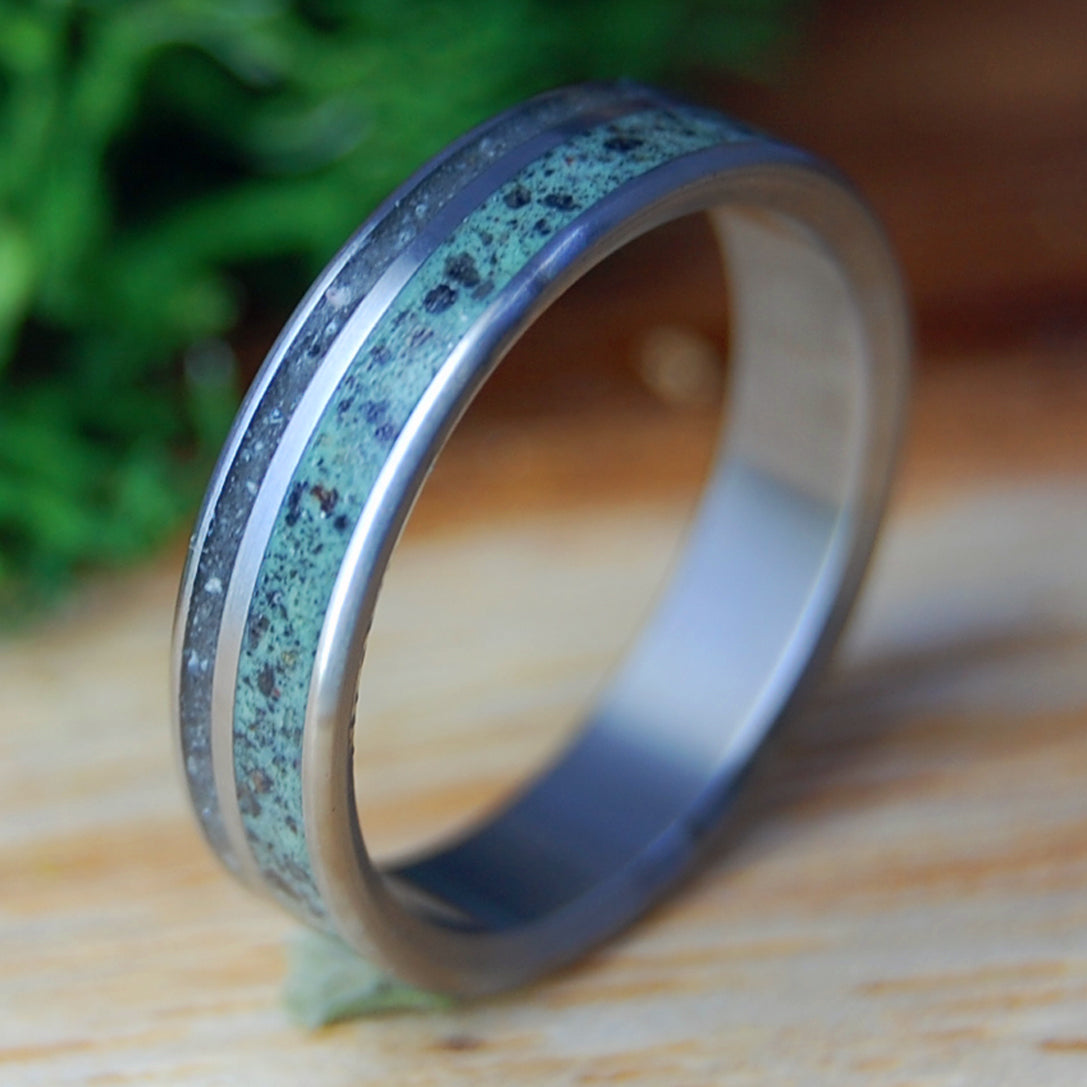 RHINE RIVER VALLEY | German Earth, River Rhine Rocks & Titanium Wedding Ring