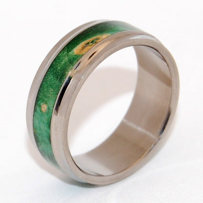 GREEN BOX ELDER FLARED | Size 9.75 At 7.9mm | Unique Wedding Band | On Sale - Minter and Richter Designs