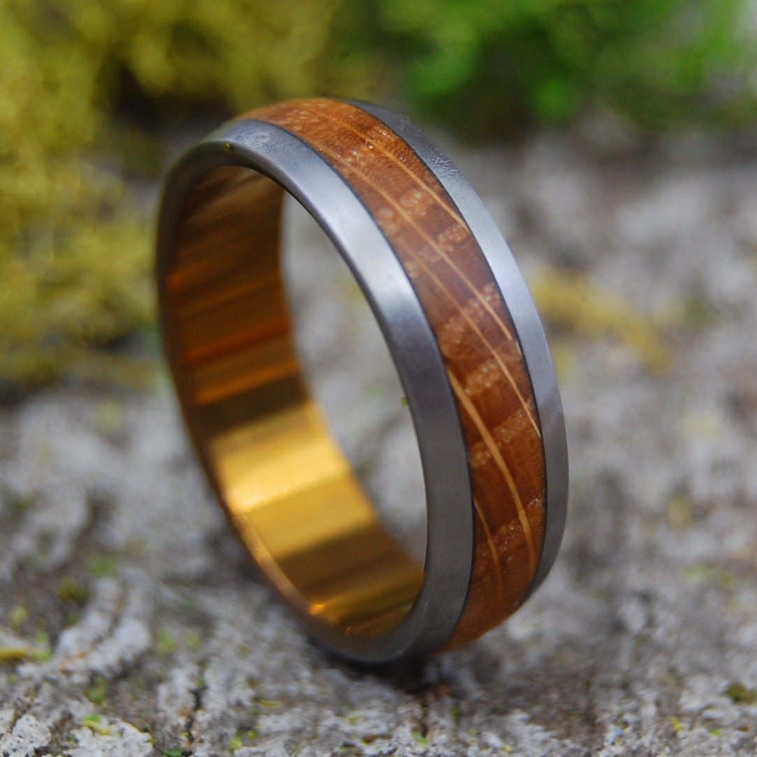 Gunny | Men's Whiskey Barrel Wood & Titanium Wedding Ring - Minter and Richter Designs