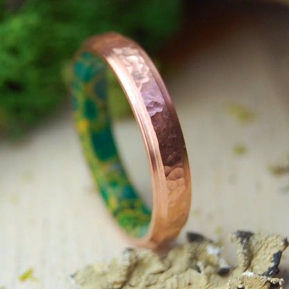 HAMMERED MOXIE NARROW | Women's Copper, Egyptian Jade & Titanium Wedding Ring - Minter and Richter Designs