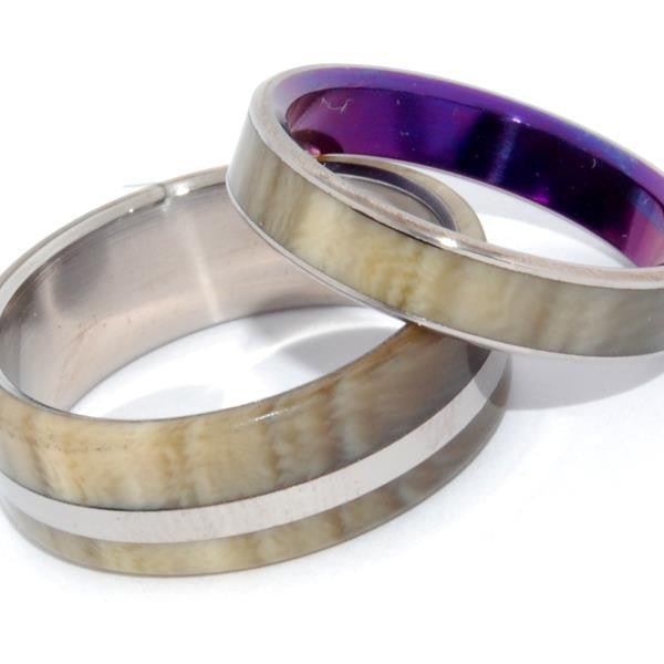 Happy Love | Cattle Horn & Titanium Wedding Ring - Purple Ring - Minter and Richter Designs