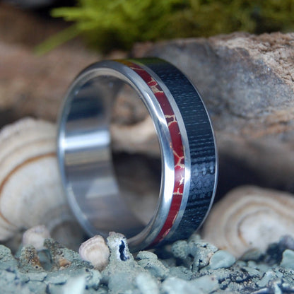 Harlem Saint | Men's Red Jasper Stone, Carbon Fiber & Titanium Wedding Ring - Minter and Richter Designs