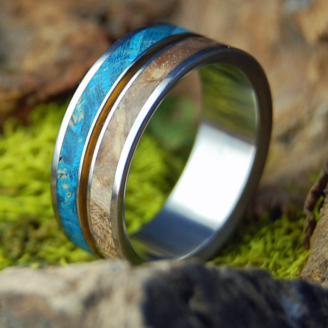 Heaven On Earth | Men's Golden Box Elder Wood & Titanium Wedding Ring - Minter and Richter Designs