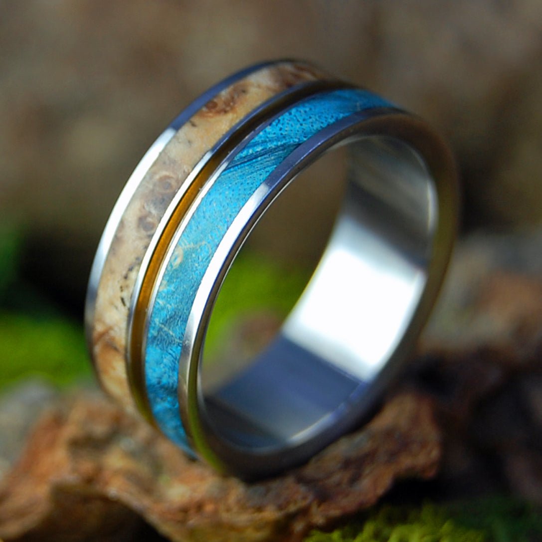 Heaven On Earth | Men's Golden Box Elder Wood & Titanium Wedding Ring - Minter and Richter Designs