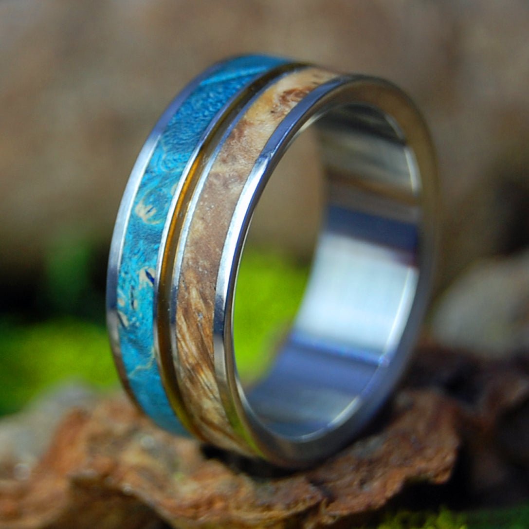 Heaven On Earth | Men's Golden Box Elder Wood & Titanium Wedding Ring - Minter and Richter Designs