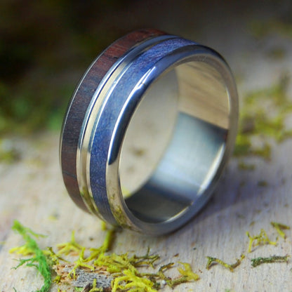 Heaven on Earth | Size 4.75 At 6.4mm | Dark Cocobolo Wood | Unique Wedding Band | On Sale - Minter and Richter Designs