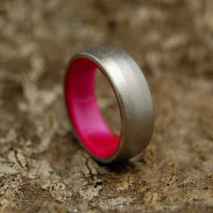 Her Own Soldier | Men's Pink Marbled Resin & Titanium Wedding Ring - Minter and Richter Designs