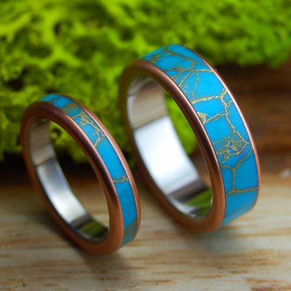 HER SAMANA 35mm 64mm | Turquoise - Titanium Wedding Rings - Minter and Richter Designs