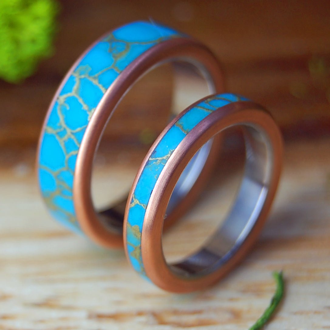 HER SAMANA 35mm 64mm | Turquoise - Titanium Wedding Rings - Minter and Richter Designs