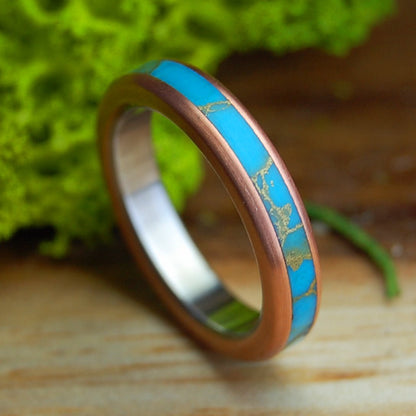 HER SAMANA 3.5mm | Kingman Turquoise, Copper & Titanium Wedding Ring - Minter and Richter Designs