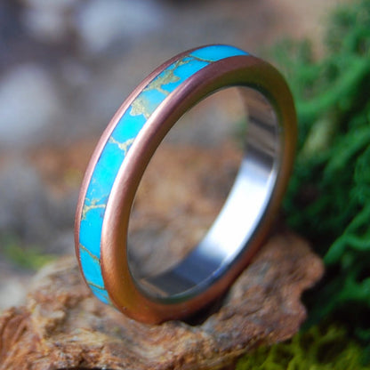 HER SAMANA 3.5mm | Kingman Turquoise, Copper & Titanium Wedding Ring - Minter and Richter Designs