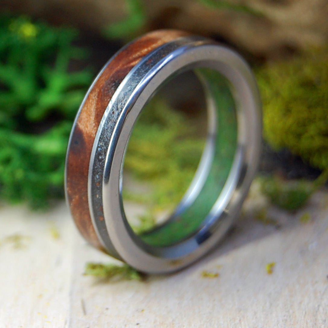 High Under The Redwood | Men's Marijuana, Joshua Tree, California Redwood & Titanium Wedding Ring - Minter and Richter Designs