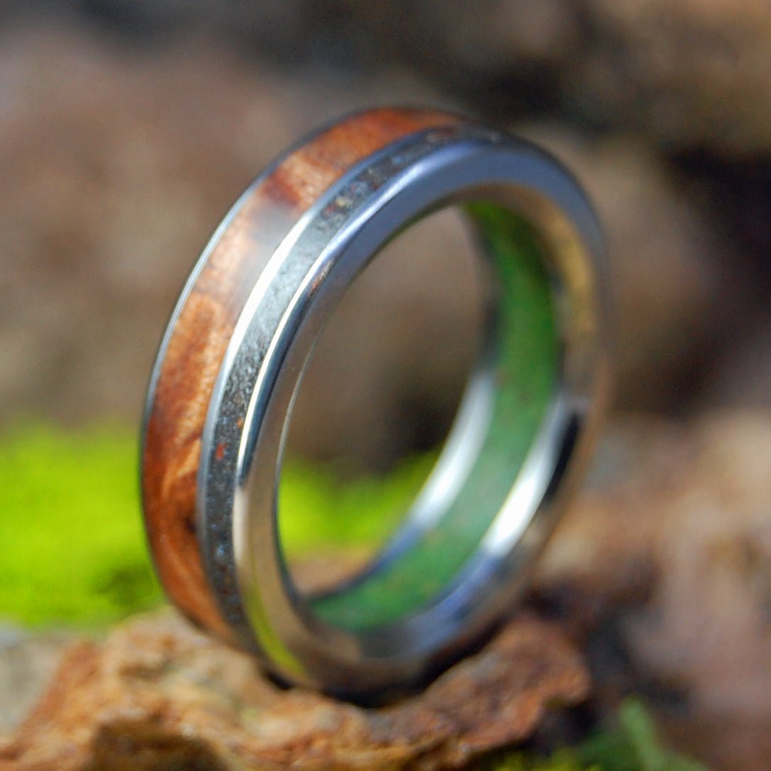 High Under The Redwood | Men's Marijuana, Joshua Tree, California Redwood & Titanium Wedding Ring - Minter and Richter Designs