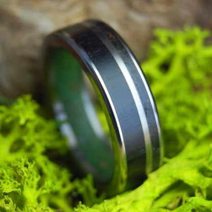 HIGH WITH MY CATS | Men's Marijuana, Moluccas Maccassar Wood, Catnip & Titanium Wedding Ring - Minter and Richter Designs