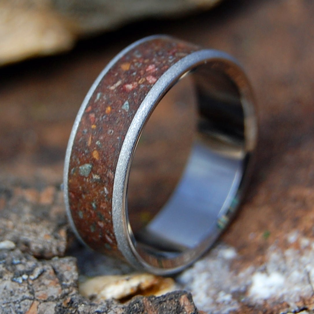 HOMESTEAD | Men's Crushed Montana and Glacier National Rock & Titanium Wedding Ring - Minter and Richter Designs