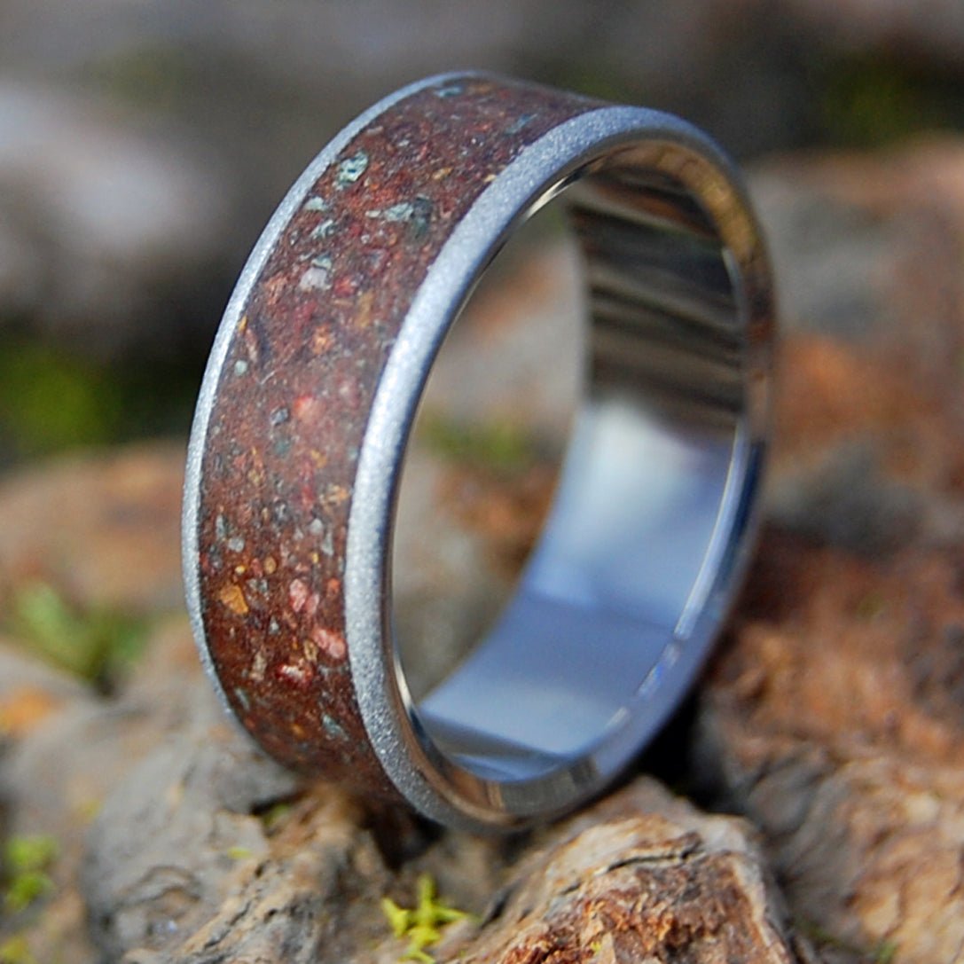 HOMESTEAD | Men's Crushed Montana and Glacier National Rock & Titanium Wedding Ring - Minter and Richter Designs