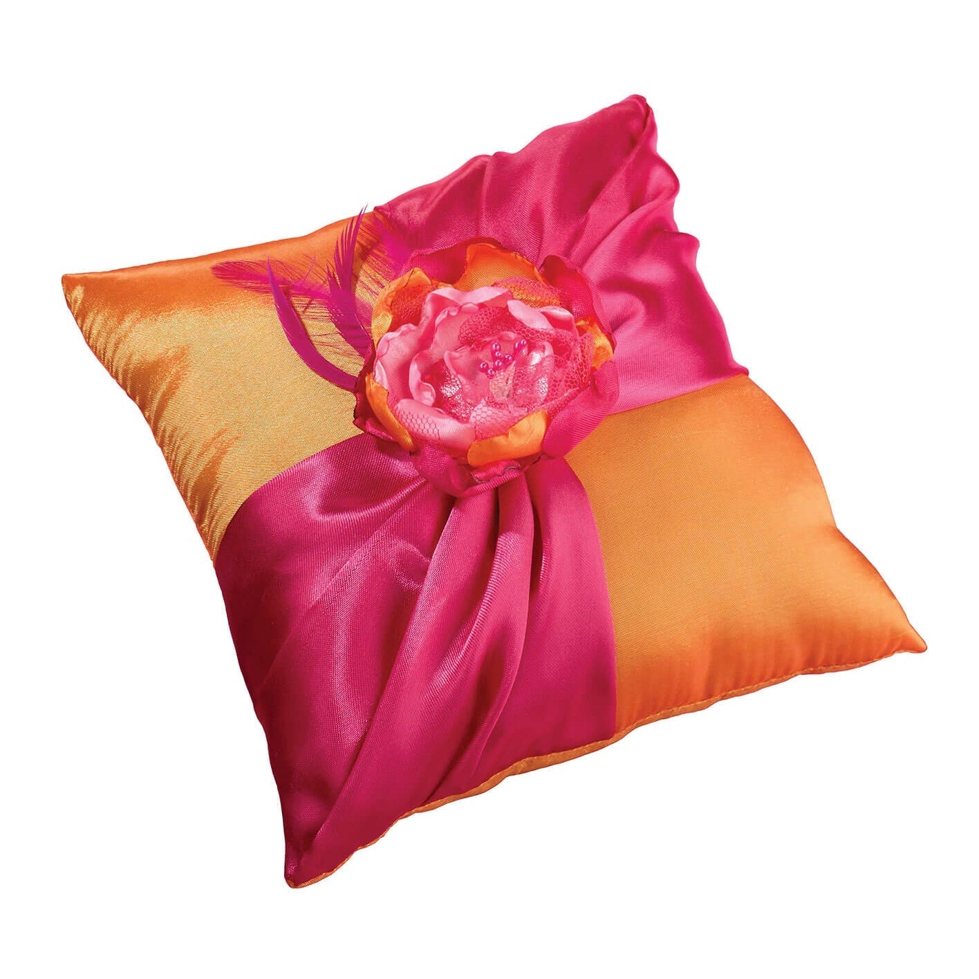 Hot Pink And Orange Ring Bearer Pillow | Ring Pillow - Minter and Richter Designs