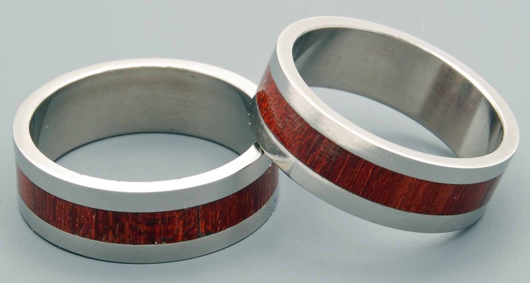 I Do | Bloodwood & Titanium - Unique Wooden Wedding Ring - Minter and Richter Designs