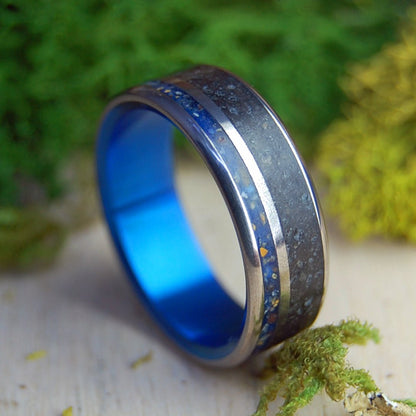 Iceland to Ireland Blue Blue | Beach Sand & Lava Titanium Wedding Ring - Minter and Richter Designs