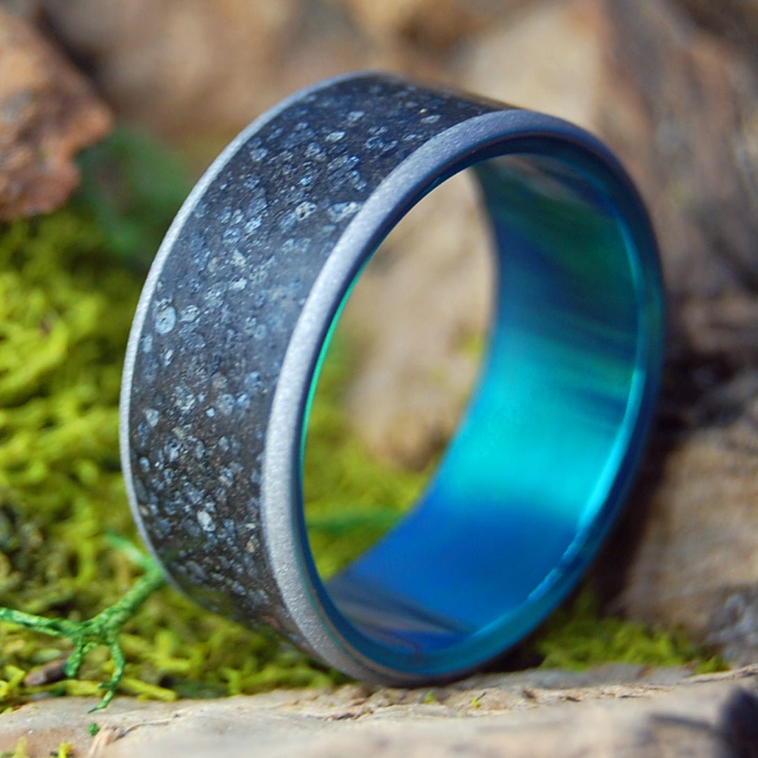 ICELANDIC ERUPTION AURORA | Men's Icelandic Lava & Titanium Wedding Ring - Minter and Richter Designs